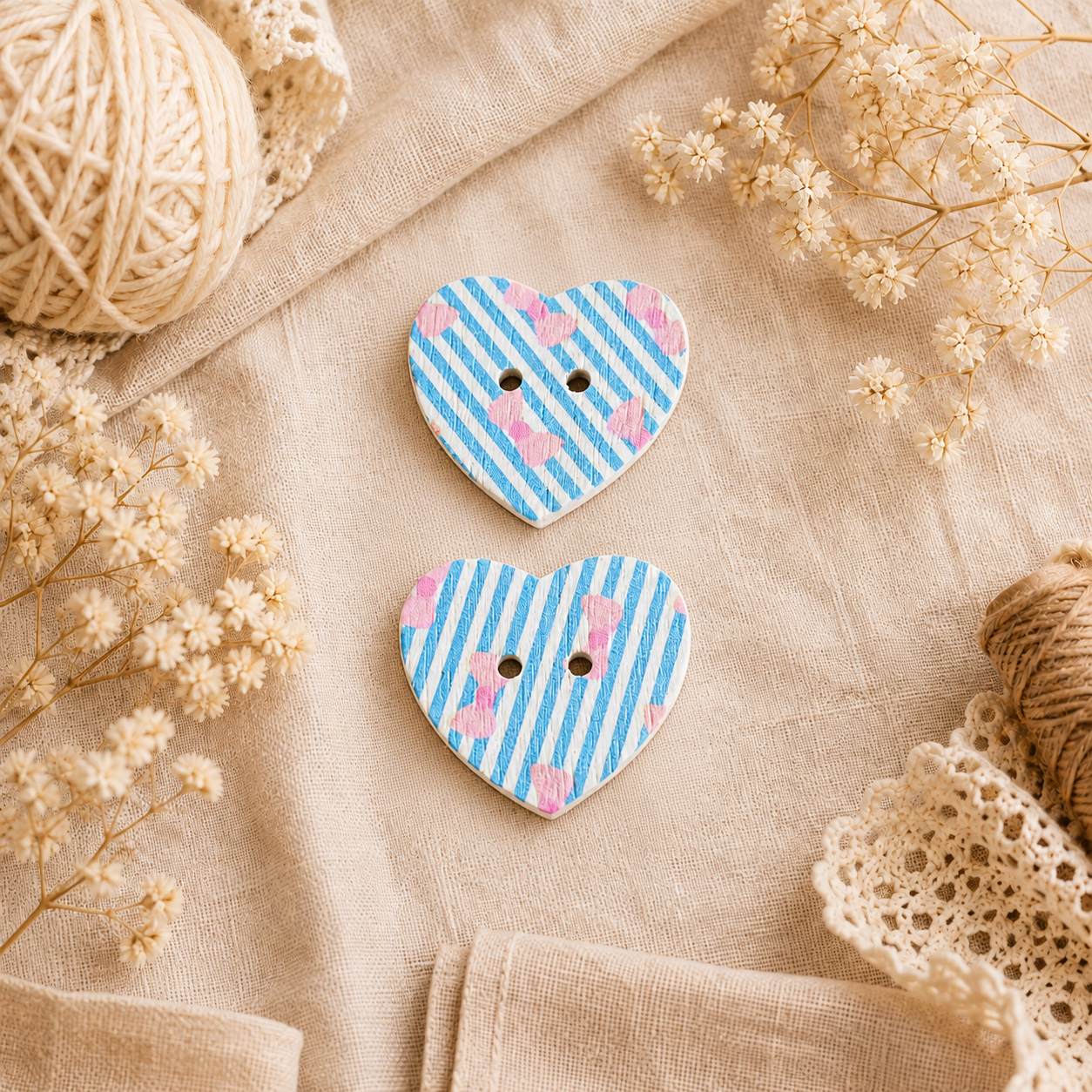 Boutons en bois « Cœur et nœud »