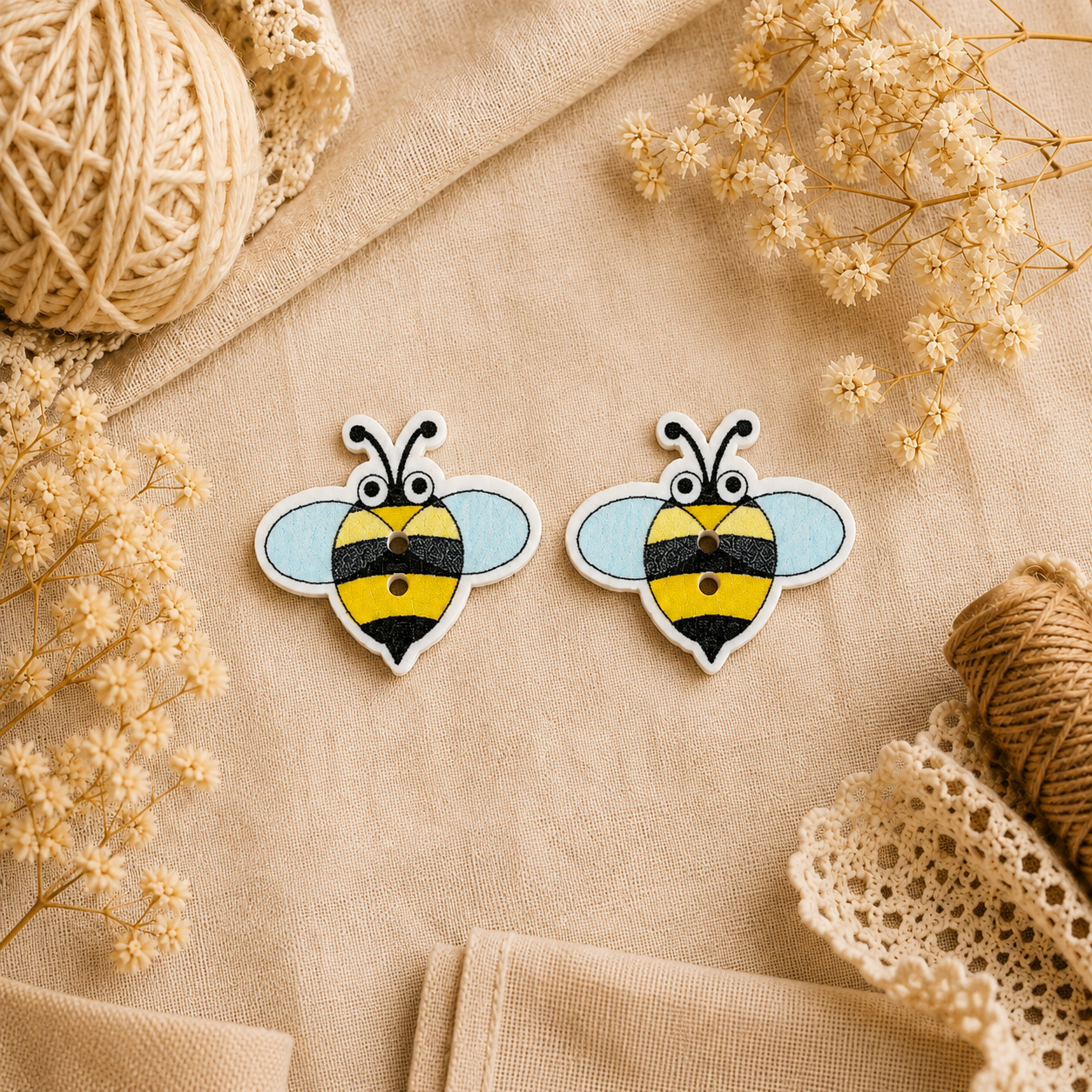 Boutons en bois « jaune bourdon »