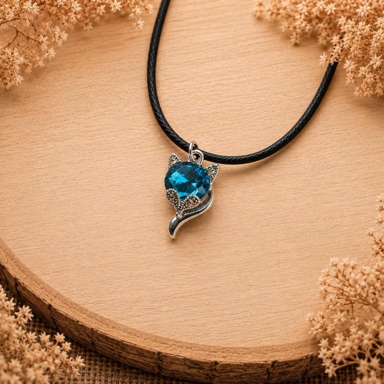 polyester necklace ‘Blue Stone’