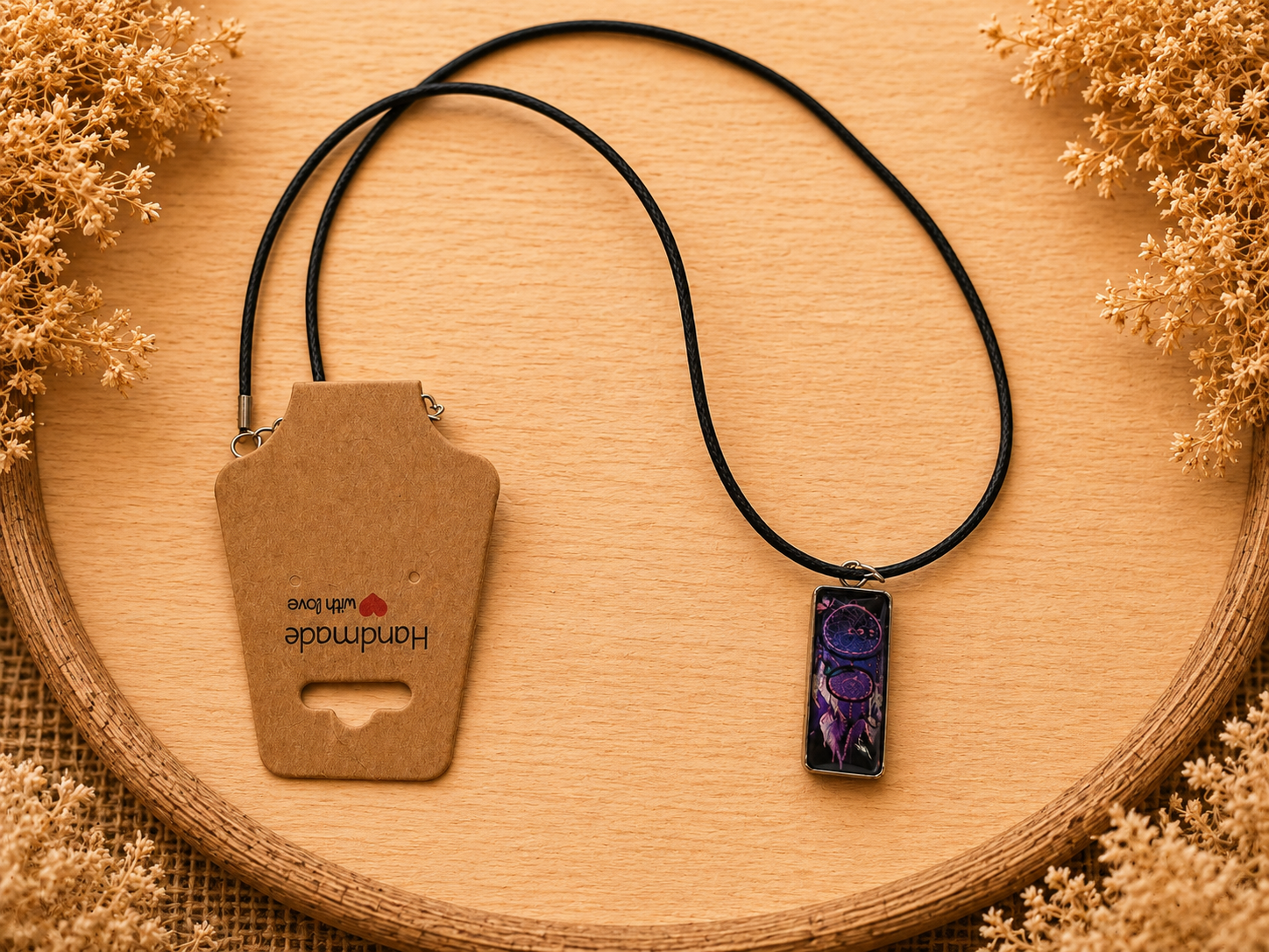 Polyester necklace ‘Dreamcatcher Purple’