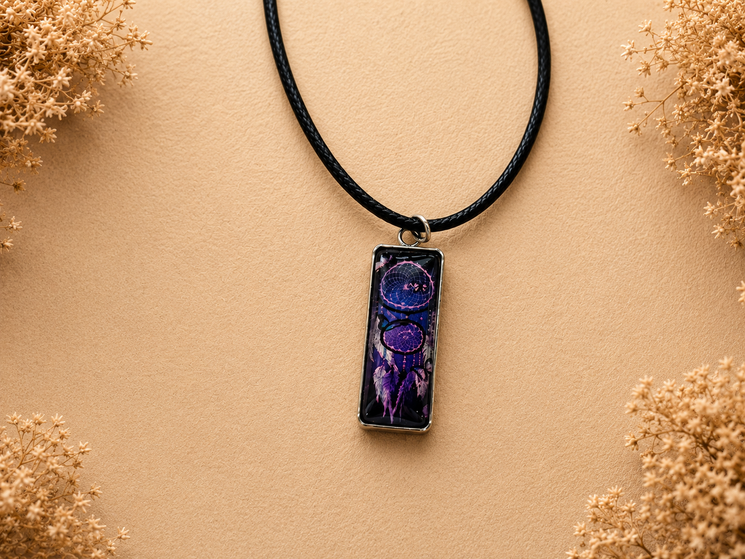 Polyester necklace ‘Dreamcatcher Purple’