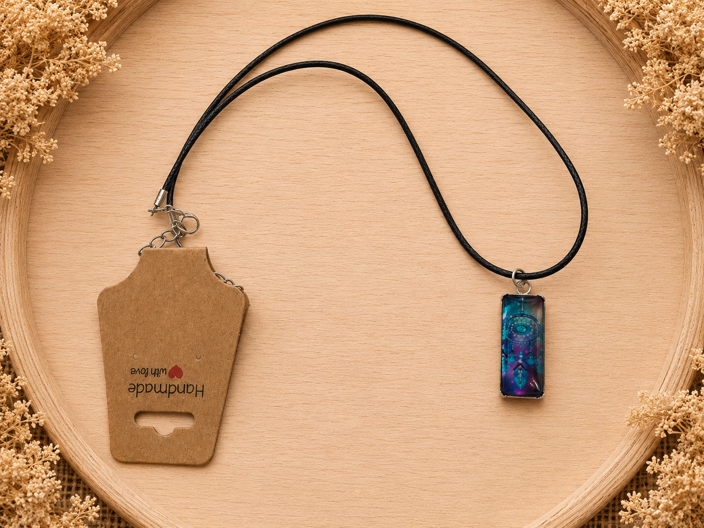 Polyester necklace ‘Dreamcatcher Blue’