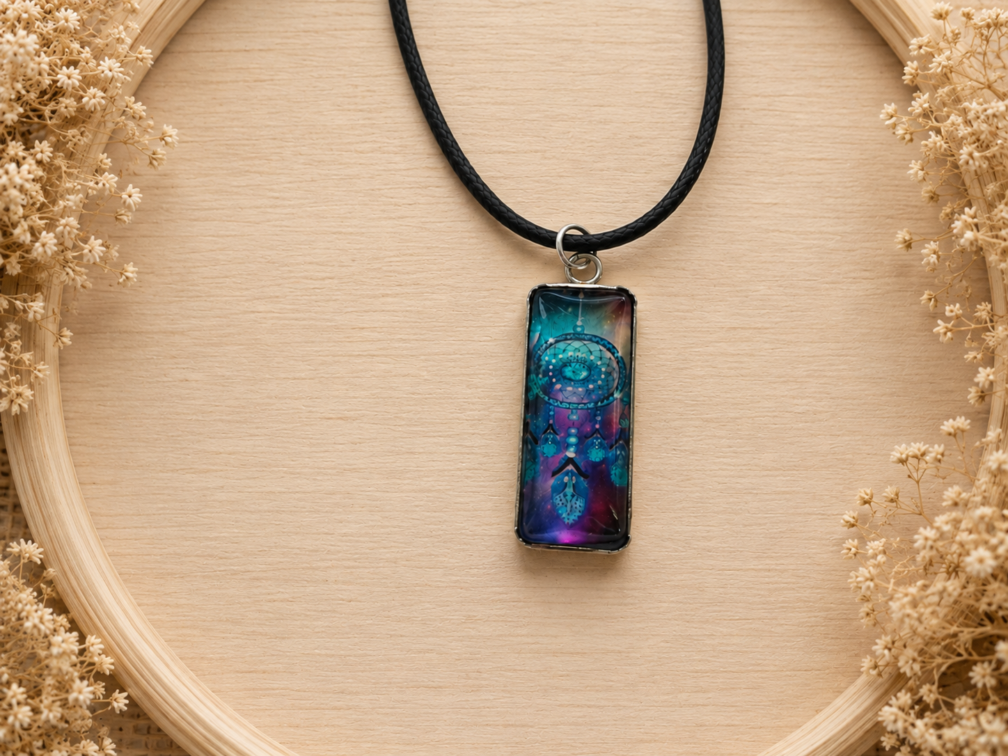 Polyester necklace ‘Dreamcatcher Blue’