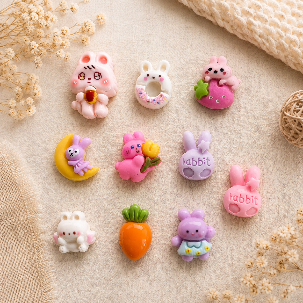 Breloques Slime - Lapins, lot de 10