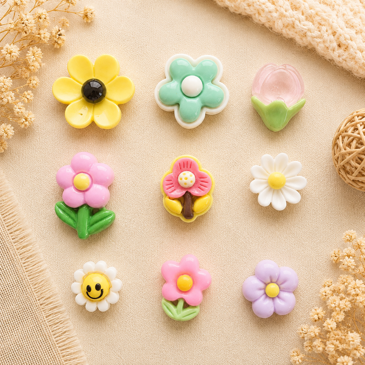 Breloques Slime - Fleurs, lot de 9 - 4