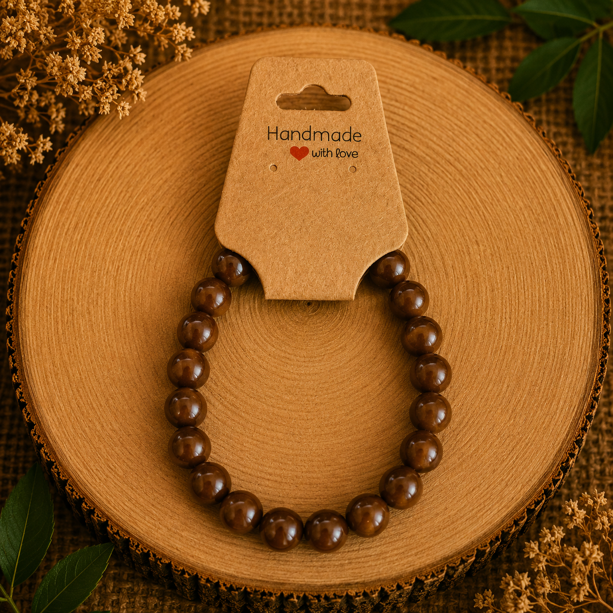 Glasperlenarmband - "Braun" Gr. 19