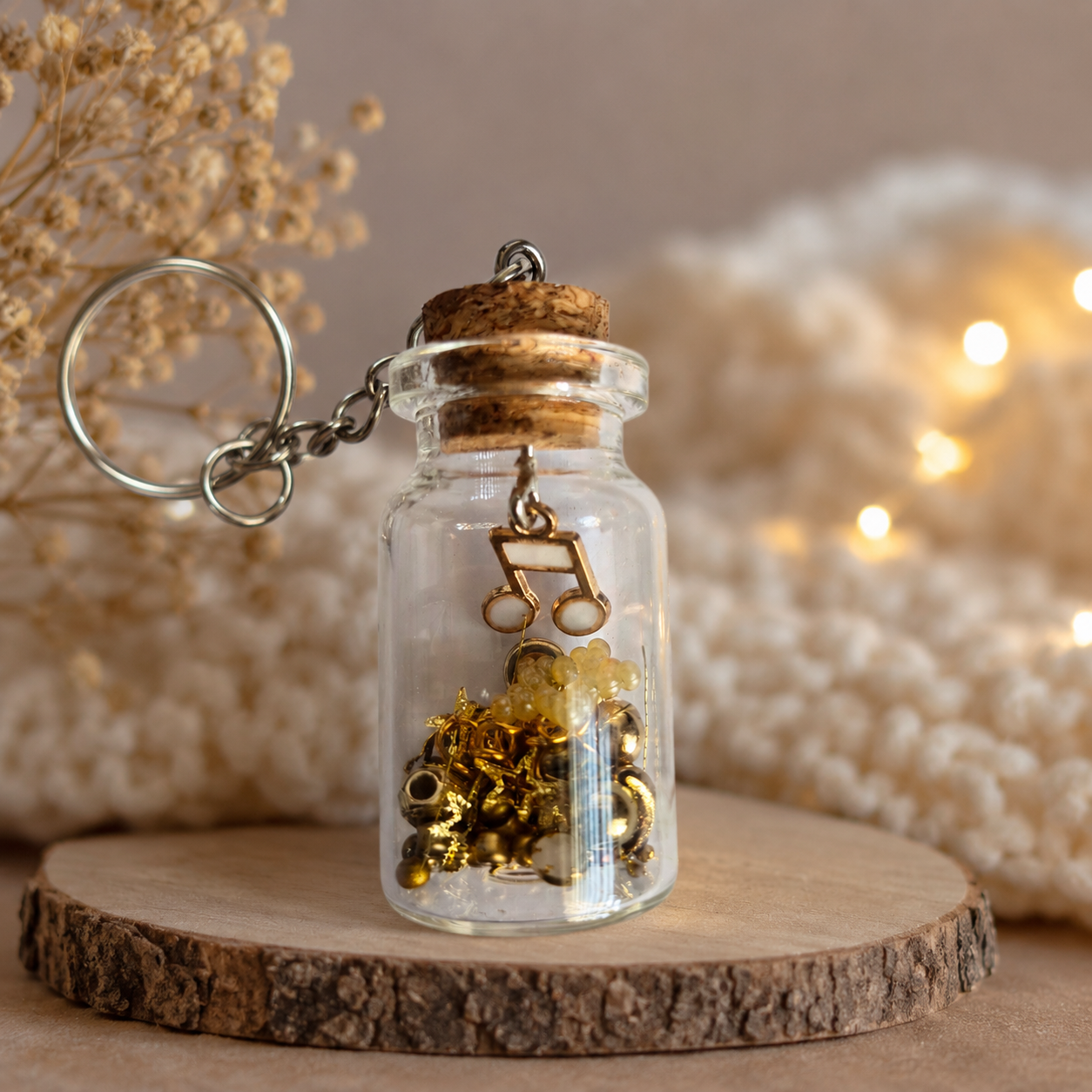 Schlüsselanhänger - "Glas/Note/Gold"