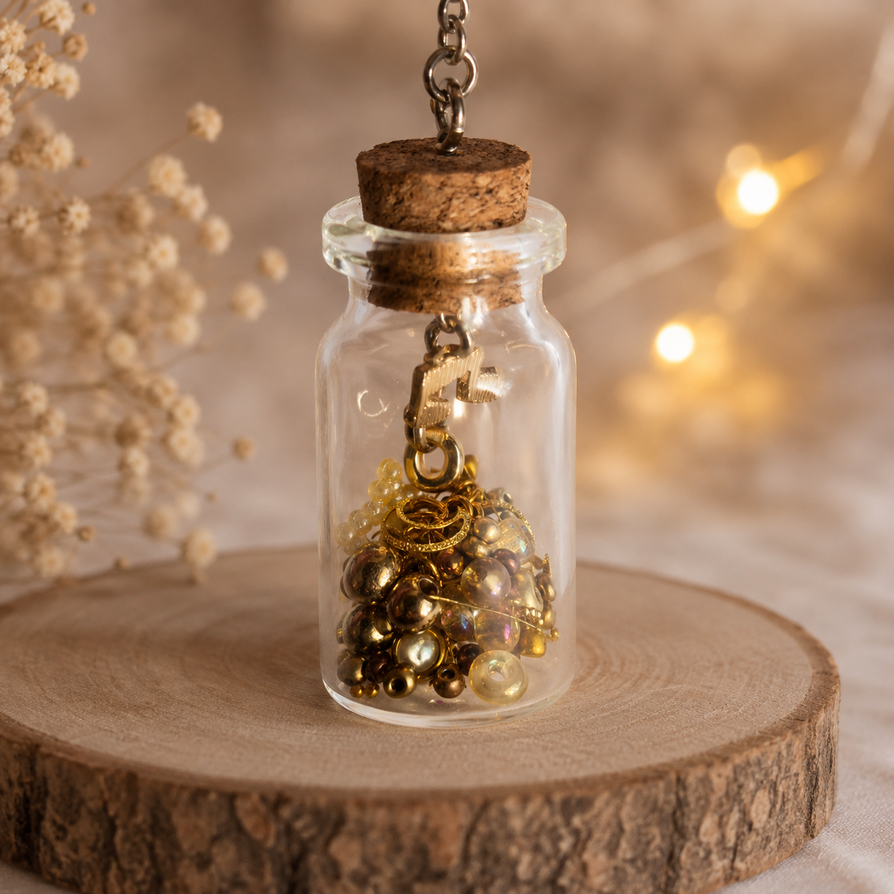 Schlüsselanhänger - "Glas/Note/Gold"