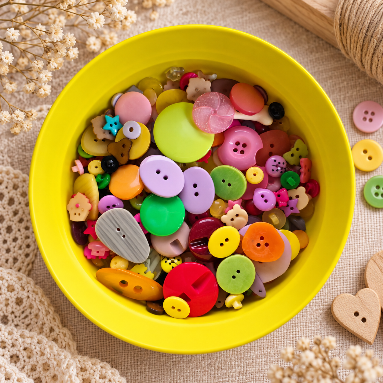 Boutons en plastique « Mélange coloré / Formes variées »