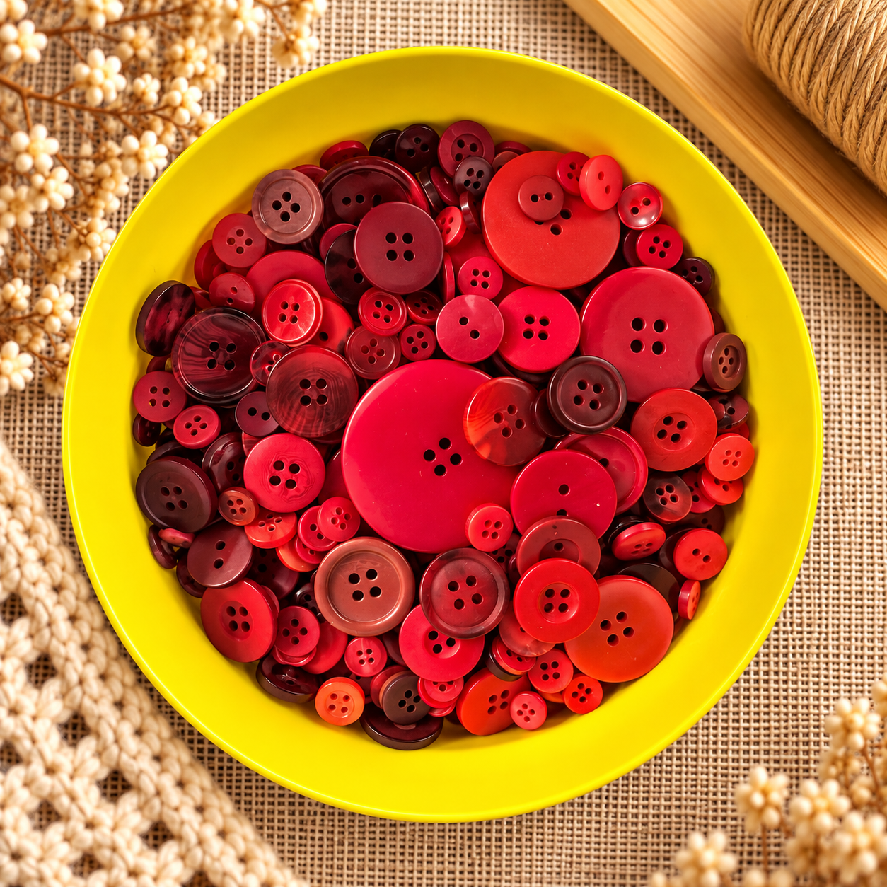 Boutons en plastique « Mélange rouge / Ronds »