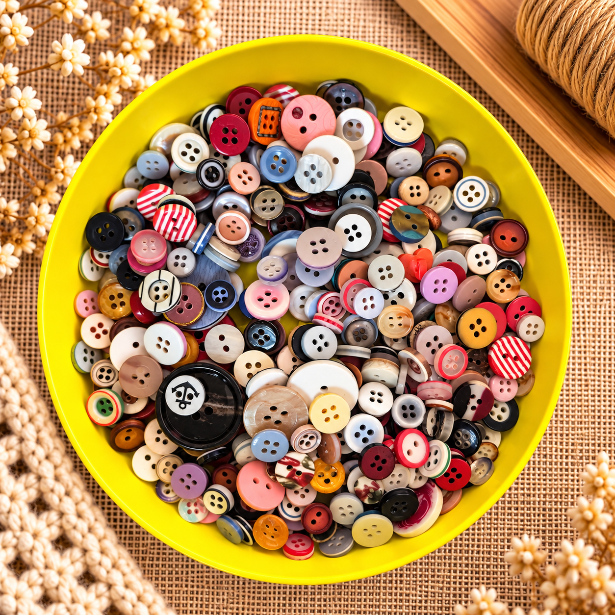 Boutons en plastique « Mélange multicolore / Ronds »